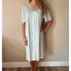 BNWT 1950s Vintage Aqua Blue & Lace Nightgown by Cindy sz Medium